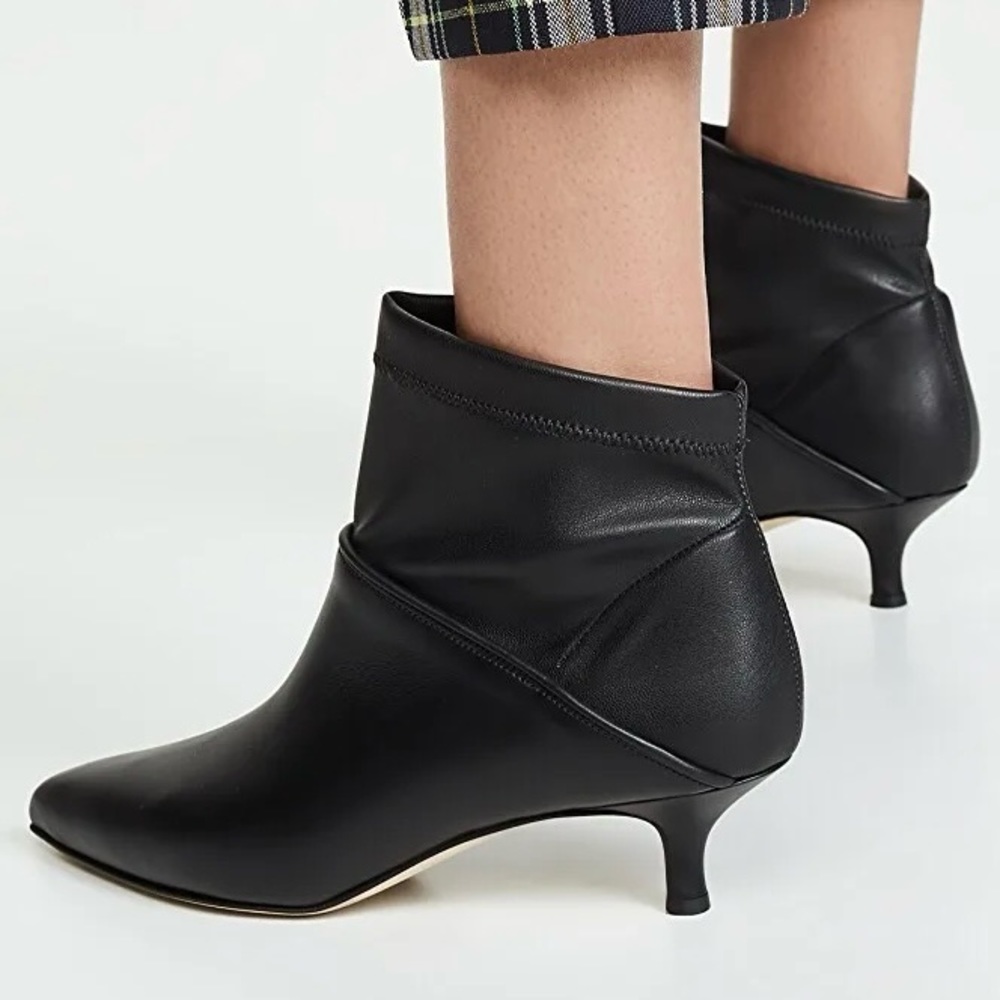 TIBI Leather Black Ankle Boots / Booties Kitten Heels | Size 38.5